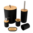 Kit de Banheiro Completo com 6 ou 4 peças Lixeira com Tampa Basculante Bambu para Lavabo